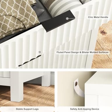 Jocoevol White Dresser for Bedroom with 5 Drawers, Wide Chest of Drawers with Thick Plank Styling, Modern Dresser for Closet Store Organizer for Bedroom, Living Room, Hallway - Image 7