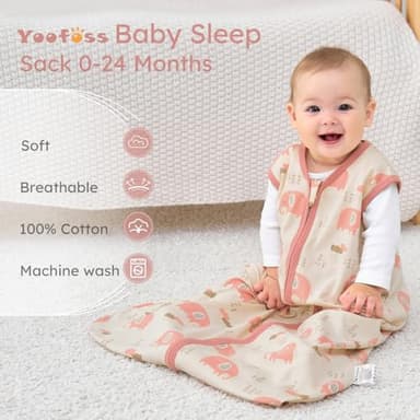 Yoofoss Baby Sleep Sack 6-12 Months Wearable Blanket for Babies 100% Organic Cotton 2-Way Zipper TOG 0.5 Toddler Sleeping Sack 3 Pack, Comfy Lightweight Sleep Sacks - Image 2