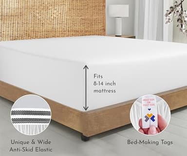 California Design Den 2-Pack 100% Organic Cotton Twin Extra Long Fitted Sheets Percale Only - Soft, Cooling and Lightweight, Snug-Fit and Durable 2X Twin XL Deep Pocket Fitted Sheet - White - Image 4