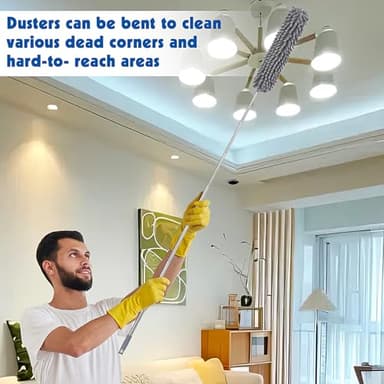 Dusters for Cleaning, Feather Duster Set, 10PCS Duster with Extension Pole Up to 100'' - Extendable, Bendable, and Washable for Ceilings, Chandeliers, and Furniture - Image 6