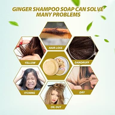 Ginger Hair Regrowth Shampoo Bars - Pack of 5, Promotes Hair Growth, Natural Organic Anti-Dandruff and Anti-Itching Ginger Soap - Image 4