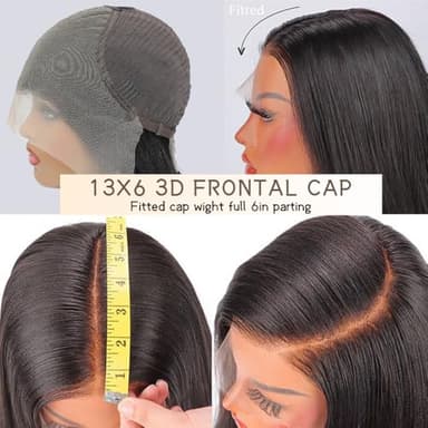 Real Human Hair wig 13x6 Lace Front Wigs Human Hair Pre Plucked 28 Inch Straight Human Hair Wig with Baby Hair 200% Density HD Lace Front Wigs Frontal Glueless Wigs for Women - Image 5