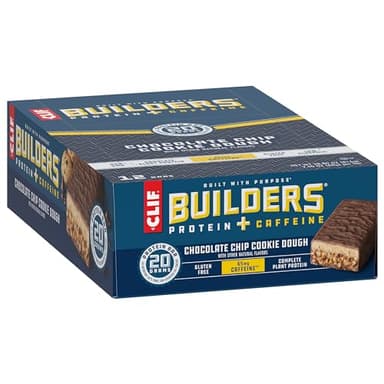 CLIF BUILDERS + Caffeine Protein Bars - Chocolate Chip Cookie Dough Flavor - 20g Plant Based Protein - Gluten Free - Non-GMO - Low Glycemic - No Artificial Sweeteners - 2.4 oz. (12 Pack) - Image 11