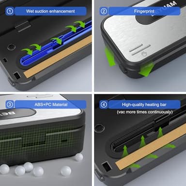 Vacuum Sealer Machine -85KPA Food Vacuum Sealer - 5 in1 Food Sealer Vacuum Sealer with Dry&Moist Modes, Includes 15PCS Storage Bags, 1 Air Suction Hose, 1Cutter - Image 10