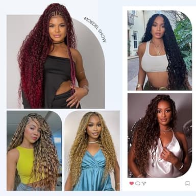 99j Burgundy Human Braiding Hair for Boho Braids,150g 22 inch 6 Bundles Burgundy Deep water Wave Bulk Boho Curly Human Hair for Braiding,Wine red No Weft Wet and Wavy Braiding Hair Extensions - Image 7
