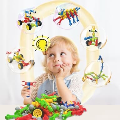 Huaker Stem Building Toys for 3 4 5 6 7 8 Year Old Boys Girls Kids,180 Pieces Building Blocks Educational Learning Toys with Large Storage Box,Ideal Christmas Birthday Gifts - Image 5