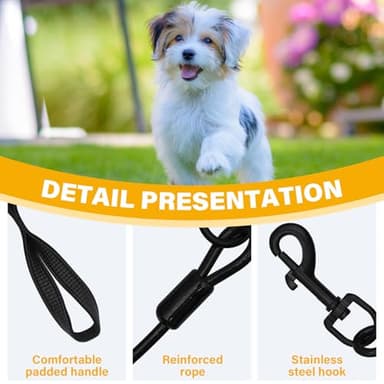 Heavy Duty Dog Leash for Small Medium Large Dogs - Chew Proof Metal Clasp & Padded Handle, Reflective Training Leash Outdoor Walking, Anti-Pull Control (4 FT) - Image 5