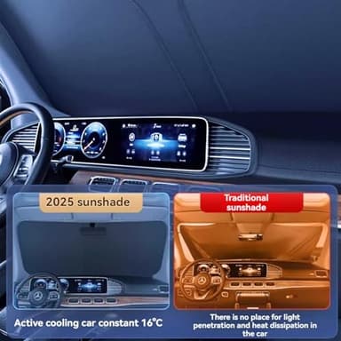 for Mercedes Benz C C300 A B E E350 GLA GLB250 CLA CLK Class Windshield Sun Shade - Foldable Windshield Cover Sun Shade Accessories Protect Car from Sun Rays Overlapping UV Reflective Window Sunshad - Image 3