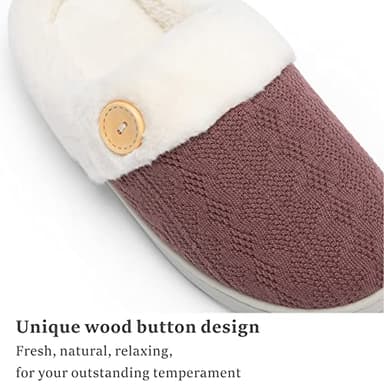 Chantomoo Womens Slipper Warm Comfy Memory Foam House Slippers Knitted Shoes Faux Fur Lined Anti-Skid Rubber Sole Bedroom Cozy Indoor Outdoor Slippers Purple Size 11 12 10.5 - Image 4
