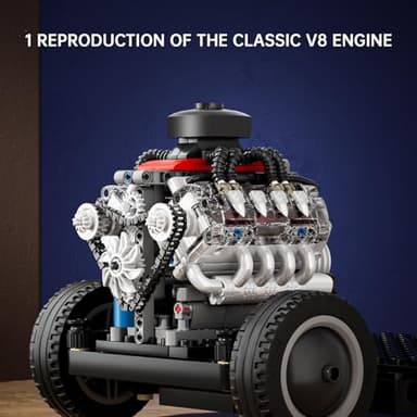 Mould King Mini V8 Engine Kits That Runs, Build Your Own Visible Car Motor, Physical Science Experiment Models for Teens, Best STEM Toy Gifts for 14+ and Adult 10171 (487 Pcs) - Image 3