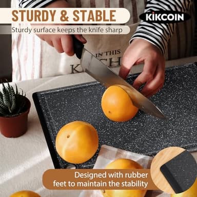 Plastic Cutting Boards for Kitchen, 3-Piece Large Cutting Board Set Dishwasher Safe Chopping Boards with Non-slip Feet and Juice Grooves, Kikcoin - Image 5