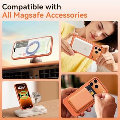 Peerock 360 Spin Magnetic Stand (Pro-Version) for iPhone 17 Pro Max Case (Compatible with MagSafe) [Military Drop Protection] Matte Translucent Shockproof Protective Phone Case 6.9'', Cosmic Orange - Image 8