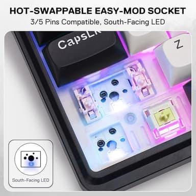 Redragon K745 PRO Wireless Gasket RGB Gaming Keyboard, 108 Keys Mechanical Keyboard w/Extra 4 Hotkeys, Hot-Swap South-Facing LED Socket, 5-Layer Noise Dampening, Round PBT Keycaps, Mint Mambo Switch - Image 7