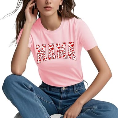 Mama Valentines Shirt Valentines Shirts for Women Valentines Tee Mama Womens Pink Valentines Tops - Image 2