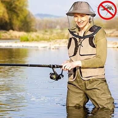 2 Pack Mosquito Head Net Mesh for Hiking & Outdoors,Bug Netting over Hat Adults Fishing,Insect Shield Protection Face Cover Mask Hood against Fly Midge Gnat - Image 6