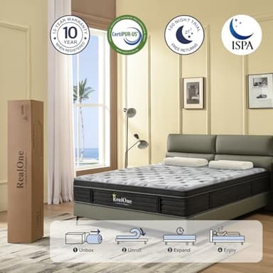 REALONE Queen Mattress – 10 Inch Hybrid Mattress in a Box, Enhanced Individually Pocket Springs, Medium Firm Feel, Pressure Relief & Breathable Comfort, Durable Construction, CertiPUR-US Certified - Image 7