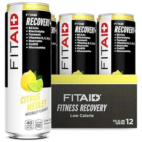 FITAID Recovery Blend, BCAAs, Vitamin B6, B12, Glucosamine, Electrolytes, 100% Clean, Paleo, B-Complex, Citrus Medley, No Sucralose, 12-oz. cans (Pack of 12) - Image 1