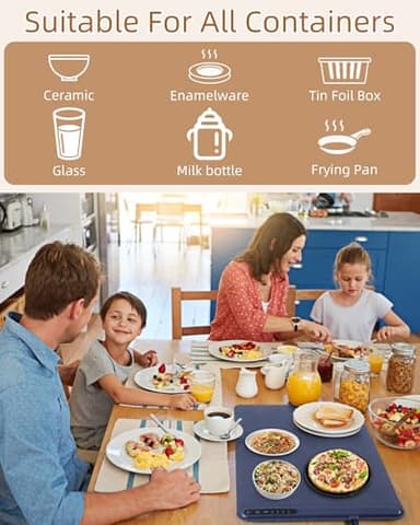 Silicone Electric Warming Mat for Food 3-Temperature,Food Warmer for Buffet Parties, Restaurants & Dinner, Easy-to-Clean Heating Tray to Keep Meals Warm 15.7”x23.6”(surfing&blue) - Image 5