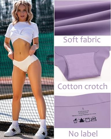 FINETOO 6 pack Seamless Underwear for Women Sexy Low Rise Hipster Wave Edge No Show Bikini Panties Womens Cheeky S-XL - Image 5