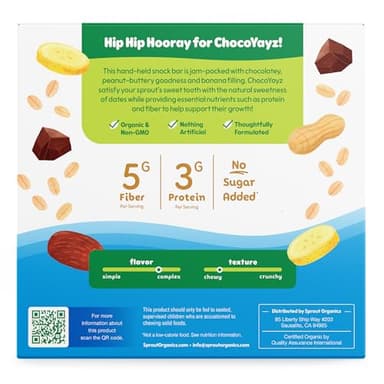 Sprout Organics, Yayz Toddler Snack Bars, Chocolate & Banana, 5 Individual Bars, 1 oz Each (30 Bars) - Image 3