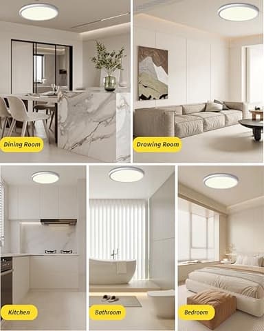 6pack 9 Inch Flush Mount Ceiling Light, 18w Led Ceiling Light, 3000k/4000k/6000k Selectable 1860lm Ceiling Light, Super Slim Led Light Fixture for Bedroom Kitchen Living Dining Room Office - Image 3