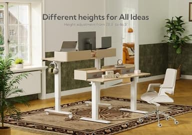 Claiks Standing Desk with Drawers, Adjustable Stand Up Electric Standing Desk Adjustable Height with Storage Shelf and Splice Board, 63 Inch, Natural - Image 6