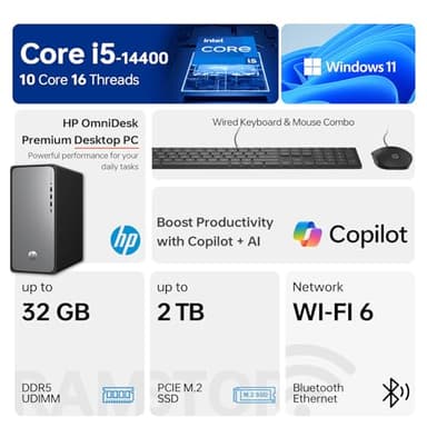 HP Envy Next Brand OmniDesk M02 Premium Business Desktop, Intel Core i5-14400, 32GB DDR5 RAM, 1TB SSD, Wi-Fi 6, W11 Home, Wired KB & M, Copilot & AI-Ready, Bundle with ADATA 512GB External SSD - Image 2