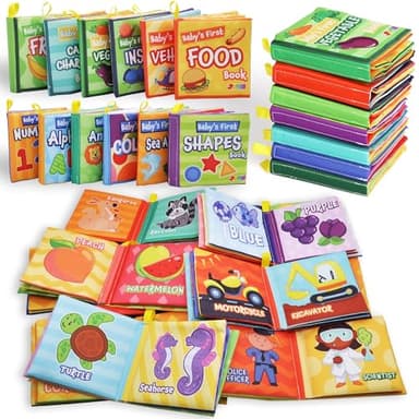 JOYIN 12 Pcs Bath Books, Nontoxic Fabric Soft Crinkly Cloth Books, Waterproof, Bathtub Pool and Early Education First Toys for Infant Newborn Baby Toddlers Kids Birthday Gifts - Image 9