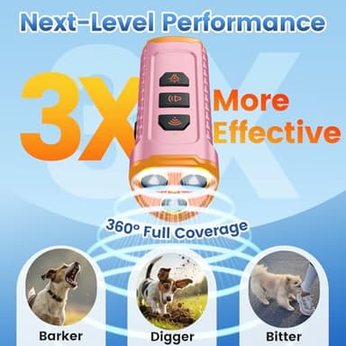 Dog Bark Deterrent Device, Anti Barking Device for Dogs 3X Ultrasonic to Stop Barking Neighbors Dog| 50ft Range, 5 Adjustable Modes, Flashlight & Beep | Safe & Effective for Small, Medium & Large Dogs - Image 2