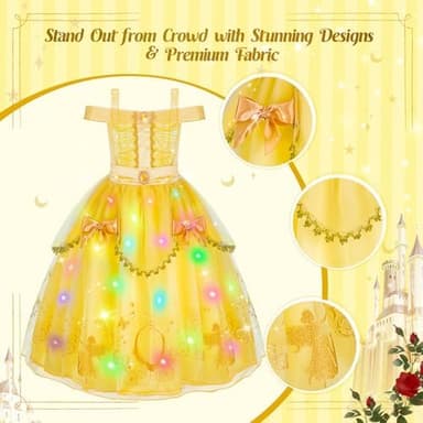 Meland Princess Dress for Girls - Light Up Princess Costume for Toddler Dress Up, Halloween Costumes for Girl 3-10 Years Old - Image 3