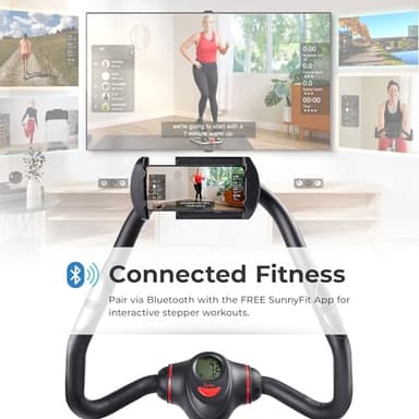 Sunny Health & Fitness 2-in-1 Premium Power Stepper with 400lbs Weight Capacity and Resistance Bands, Low-Impact Cardio, Space-Saving, Height-Adjustable, with Bluetooth and Free SunnyFit App - Image 4