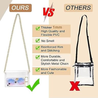 Clear Bag for Stadium Events Approved - Clear Purse for Women Stadium Crossbody - Small Transparent Plastic Concert Bag - Image 4