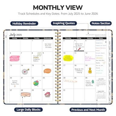 Planner 2025-2026, Academic Year Weekly and Monthly Calender Planner, July 2025 - June 2026, Spiral Bound School Planning Tool, Perfect for Teacher, Student, Women & Men - A5 (6.3" x 8.5"), Vintage - Image 2