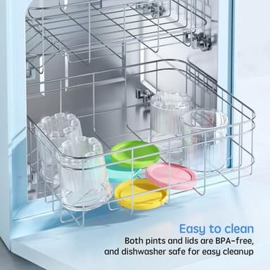 4 Pack Creami Deluxe Pints & Lids for Ninja, 24 Oz Compatible with NC500 NC501 Series Ice Cream Makers, with 5 Spoons & 64 Writable Labels, BPA-Free & Dishwasher Safe, 4 Color Lids - Image 7