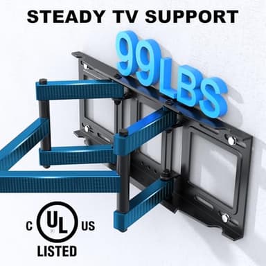 USX STAR UL Listed Full Motion TV Wall Mount Bracket for Most 32-70 inch TVs, Swivel Extend Tilting TV Mount, Max VESA 400x400mm, Holds up to 99 lbs & 16" Wood Studs with Hole Drilling Template - Image 2