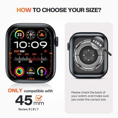 Goton Waterproof Screen Protector Case Compatible for Apple Watch Series 9/8/7 45mm, Hard Bumper with Tempered Glass for iWatch Cover 45 mm - Image 2