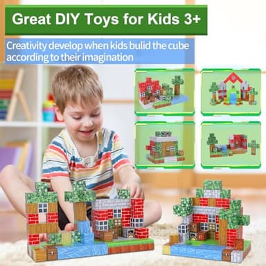 Dulsaera Magnetic Blocks-Build 110PCS Toys for Boys & Girls Age 6 7 8 9 10, Stacking Building Toys for Toddlers Fidget Cubes Sensory Toy for Kids(Jungle) - Image 3