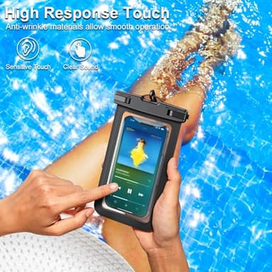 Famoby Up to 8.3" 5 Pack Multicolor Universal Waterproof Phone Pouch, Phone Waterproof Case Dry Bag,Protection Level: IP68,Outdoor Sports for Apple iPhone,Samsung,and More,Black,Blue,Pink,Orange,Green - Image 9