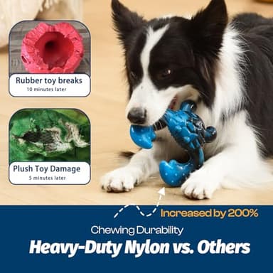 BLESQU Indestructible Dog Chew Toy – Crab-Shaped Tough Nylon for Aggressive Chewers, Teeth Cleaning, Bacon Flavor, Anxiety Relief, Durable Chew Toy for Large Dogs - Image 4
