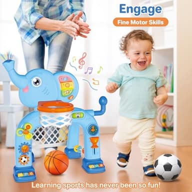 SpringFlower Toddler Basketball Hoop & Soccer Goal Activity Center Toys with Light & Music,Elephant Toddlers Musical Toys Gift, Baby & Toddlers Christmas Birthday Gift for 1 2 3 Year Old Boys & Girls - Image 7