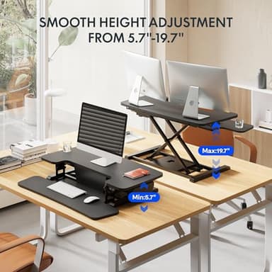 FLEXISPOT 42 inch Electric Motor Desk Converter, Height Adjustable Motorized Stand up Desk Riser with Quick Release Keyboard Tray, Black Monitors and Laptop Workstation - Image 6