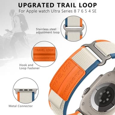 Trail Loop Nylon Band - Compatible with Apple Watch Ultra 2 Band 49mm 46mm 45mm 44mm 42mm 41mm 40mm 38mm Men Women,Rugged Braided Elastic Weave Sport Strap for iWatch Ultra Series 10/9/8/7/6/SE/5/4/3 - Image 3