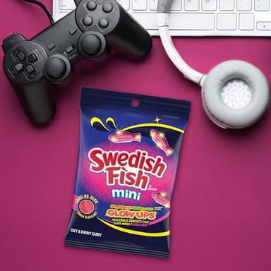 SWEDISH FISH Mini Glow Ups Strawberry-Watermelon Soft & Chewy Candy, Bulk Candy, 12-6.7 oz Bags - Image 8