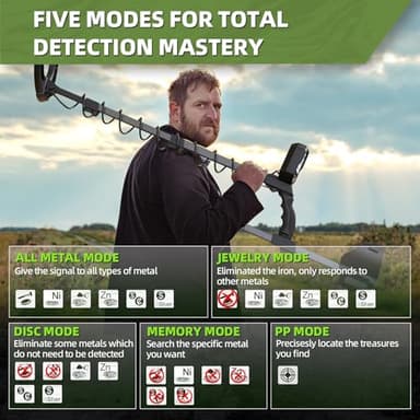 Metal Detector for Adults Professional, Waterproof Pinpoint, High Accuracy Gold and Silver Detection, Underwater and Beach Use, 10'' IP68 Coil, Bigger LCD, New Advanced DSP Chip - Image 4