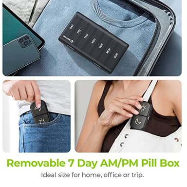 AUVON XL Weekly Pill Organizer 2 Times a Day, Pill Box 7 Day with One-Side Large Openings for Easy to Use, Black Privacy Protection AM PM Pill Case for Medication, Vitamins, Fish Oils, Supplements - Image 6
