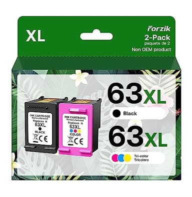 Forzik Remanufactured 63XL Ink Cartridge Replacement for HP OfficeJet 3830 4650 4652 5255 Envy 4520 5540 DeskJet 1110 2130, Black, Tri-color, 2-Pack - Image 1
