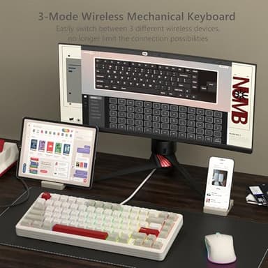Womier SK75 75% Keyboard with Full Aluminum Wireless Mechanical Gaming Keyboard, VIA Custom Pre-lubed POM Switches RGB Creamy Gaming Key Board, 3-Modes Gasket Hot Swappable, White-1 - Image 6