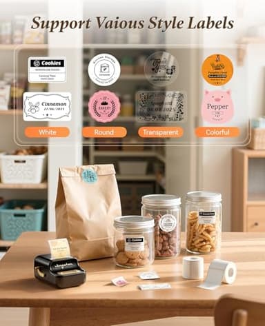 NIIMBOT B21 Inkless Label Maker, Portable Thermal Label Printer for Clothing, Address, Business, Compatible with iOS & Android, with 1 Pack 50x30mm White Label, Black - Image 5