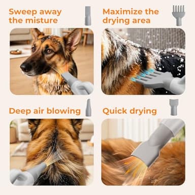Pecute High-Velocity Dog Hair Dryer, Dog Blow Dryer with Adjustable Speed & Temp, Cool-Warm-Hot Cycle Mode, 4 Nozzles, Soft Noise Pet Dryer for Grooming, Heat Resistant Hose, 6.5ft Cord - Image 7