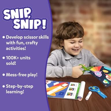 Skillmatics Scissor Skills Activity Book - Snip Snip, 25 Fun Cutting & Creative Activities for Preschoolers, 2 Child-Safe Scissors, Fine Motor Skills, Felt Craft Kit, Gifts for Kids Ages 3, 4, 5, 6, 7 - Image 2